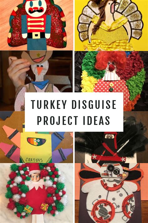 Turkey in Disguise: Crayon box. This is super clever and very easy for your kiddos to make. Cut out some cute crayons and let them get glueing!!! All turkeys can be found on my School Projects Pinterest Board! If you love these turkey in disguise ideas, please pin this image to your Thanksgiving or school Pinterest board: 
